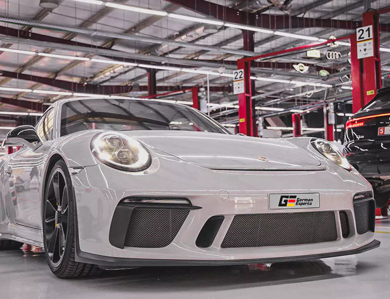 White Ferrari After Headlight Restoration