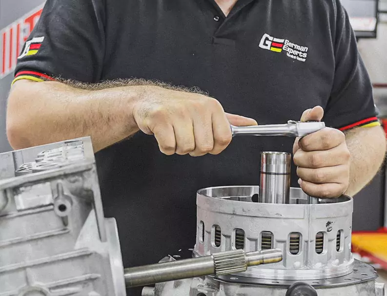 German Expert Fixing Car Engine
