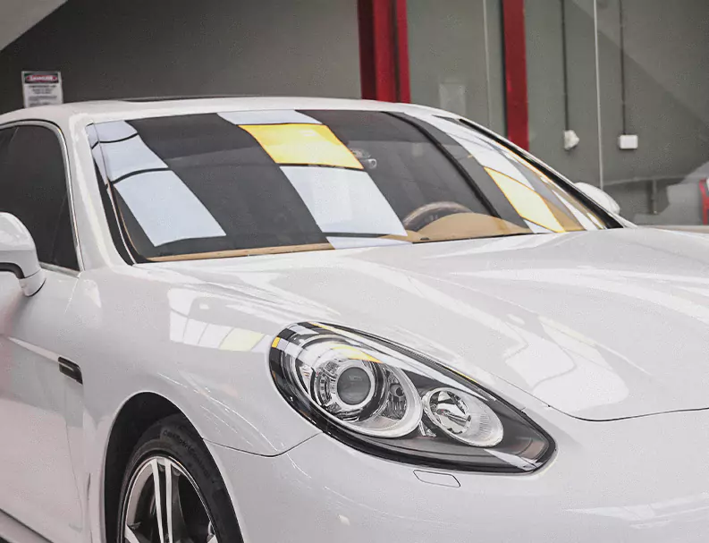 White car after wind screen replacement