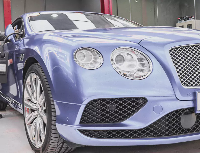 Blue Car After Full Body Kit Installation