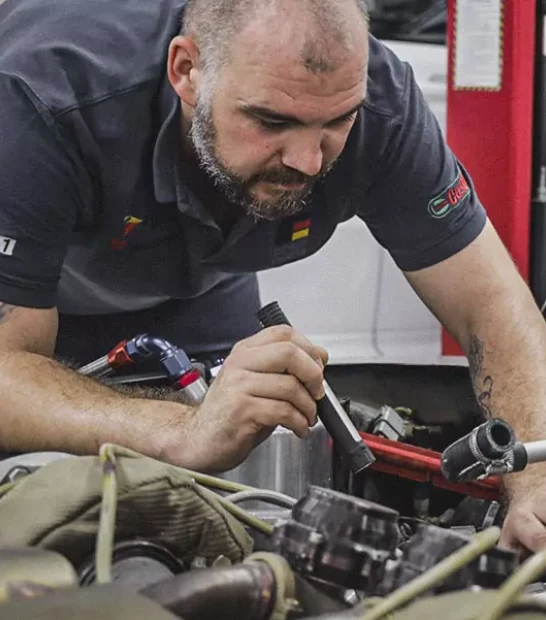 A German Expert Checking the Gearbox