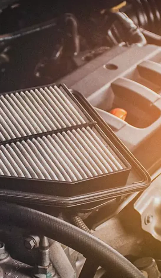 Car air filter is up on car engine 